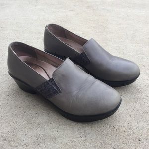 Dansko Jessica Gray Nappa Leather Professional Heel Loafer Clogs